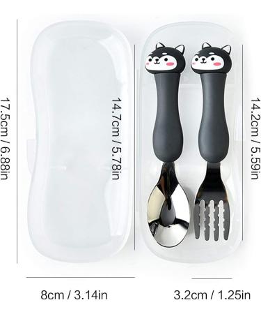 Tomedeks Children's Stainless Steel Cutlery Set - 2 Sets Fork & Spoon with Cartoon Animals (Dog & Cat) - International Shipping Available - Buy Online on GoSupps.com