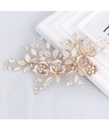 Smavles Wedding Hair Clipping Strass - Bridal Accessories - Silver & Rose Gold Flower Crystal Headdress for Women & Girls - Buy Online on GoSupps.com