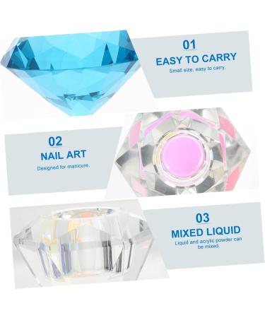 Beavorty 1Pc nail art crystal cup diamond dappen dish liquid powder dappen dish Crystal Dappen Dish Dappen Dish Bowl glass containers with lids glass tumbler Acrylic cover White crystal 5.5x5.5cm Blue - Buy Online on GoSupps.com
