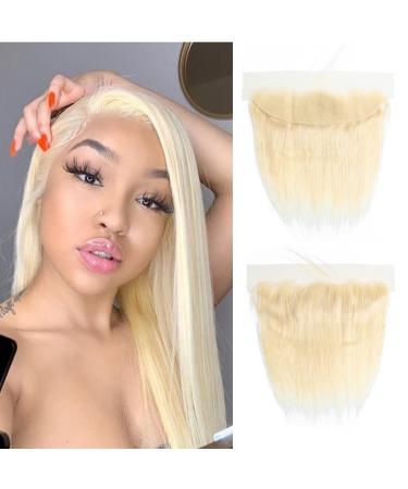 UNEED 613 Frontal 13x4 Frontal Blonde Frontal 12 Inch Straight 12A Brazilian Virgin Remy Human Hair Frontal Closure Transparent HD Lace Frontal Closure Pre Plucked with Natural Hairline 12 Inch 613 Straight 13x4 Transparen…