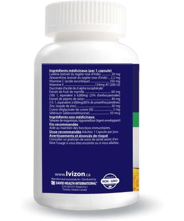IVIZON Vision Care Supplement Extra Strength with Lutein Zeaxanthin Bilberry Extract Grape Seed Extract Vitamin C Vitamin E Zinc Copper & Selenium - Non-GMO Eye Formula (60 Vegetable capsules) - Buy Online on GoSupps.com