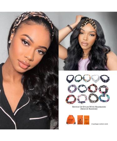 R&C Beauty Long Body Wave Headband Wig for Black Women - 22 Inch Natural Black, Synthetic Heat Resistant Hair, Glueless & 180% Density - Buy Online on GoSupps.com