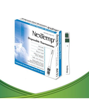 NexTemp Single-Use Thermometers: Individually Wrapped 100-pack, Providing Superior Accuracy and Maximum Infection Control. Perfect for Businesses, Schools, First-Aid, Home, and Travel! (Fahrenheit)