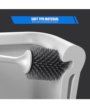 VMVN Compact Toilet Bowl Brush and Holder Set - Silicone Bristles for Deep Cleaning - Floor Standing Grey Design - Buy Online on GoSupps.com