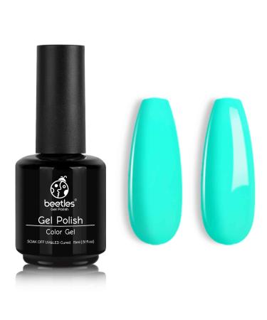 Beetles Gel Nail Polish Cynthia Cyan Color Spring Summer Soak Off LED Nail Lamp Gel Polish -SIZE: .5 fl.Oz/Each 15 ml/Each 5001-Cynthia Cyan