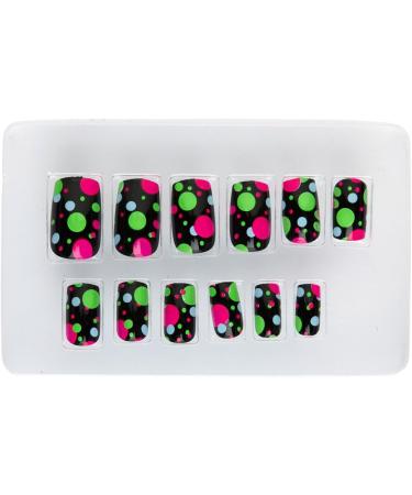 Self-Adhesive 80s Artificial Nails - Colorful Retro Carnival Fingernails for Disco & Party | Neon Dot Design - Buy Online on GoSupps.com