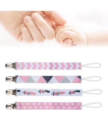 4 Pack Baby Pacifier Clip Chain - Cotton Strap Soother Hook for Toddlers & Kids - Buy Online on GoSupps.com