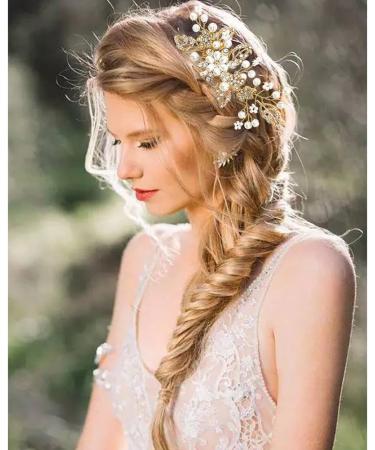 Gold Crystal Bridal Wedding Hair Comb - Sparkly Pearl Rhinestone Hair Accessory - Buy Online on GoSupps.com