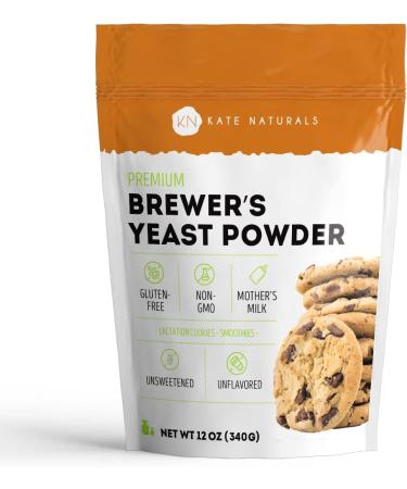 Kate Naturals Brewers Yeast Powder for Lactation to Boost Mother's Milk Brewer's Yeast Powder for Lactation Cookies. Gluten Free & Non-GMO Lactation Supplement. Edible for Dogs & Ducks (12oz)