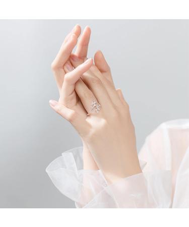 Sterling Silver Crystal Leaf Open Rings Engagement ringss for Men and Women - Buy Online on GoSupps.com