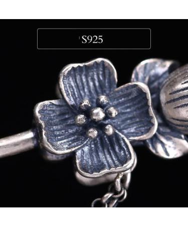 Vintage S925 Sterling Silver Chinese Hair Chopsticks with Magnolia Jade Tassel - Elegant Hair Bun Jewelry for Bride and Women - Buy Online on GoSupps.com