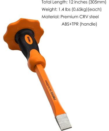 Finder 12-Inch Heavy Duty Flat Chisel with Hand Protection  Flat Head  Demolishing/Masonry/Carving/Concrete Breaker Chisels with Bi-Material Hand Guard 1 PCS - Buy Online on GoSupps.com