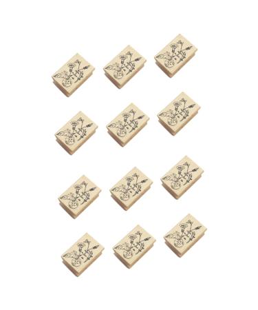 Lurrose 12 Pcs Vintage Decor Plant Vintage Stamps Wood Seal Stamp Ink Child Fleeting Time