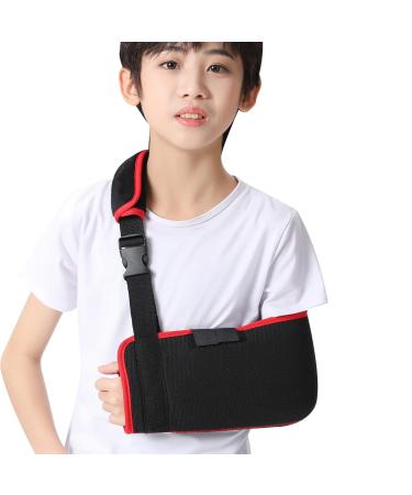 Ledhlth Soft Foam Arm Sling Black for Shoulder Kids Toddler Arm Support Brace for Broken Collarbone Children Shoulder Immobilizer for Shoulder Injury (Kids L)
