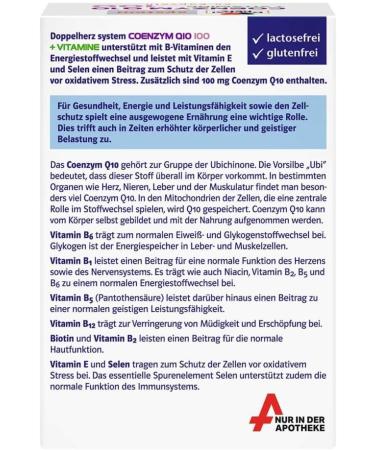 Doppelherz Coenzyme Q10 + Vitamins - 100 Capsules for Energy & Vitality | International Shipping Available - Buy Online on GoSupps.com