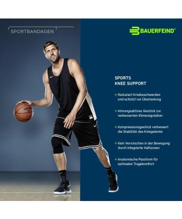 BAUERFEIND Knee Support with Silicone Ring | All Black XL - Adjustable Support for Right or Left Knee - International Shipping Available - Buy Online on GoSupps.com
