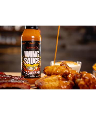 Kosmos Q Honey Habanero Wing Sauce - 13.8 Oz Bottle - Sweet & Spicy BBQ & Dipping Sauce - Buy Online on GoSupps.com
