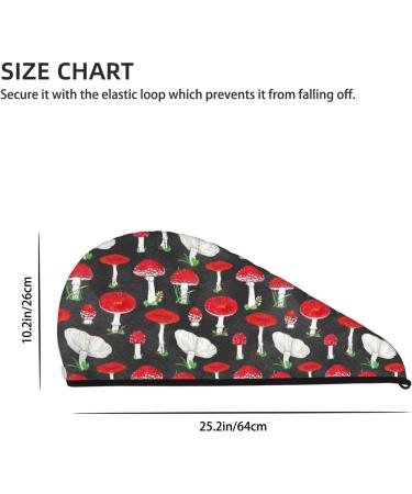 Red Mushrooms Microfiber Hair Towel | Soft & Super Absorbent Hair Wrap for Women | Quick Dry Coral Velvet Cap for Long Curly & Thick Hair - Buy Online on GoSupps.com