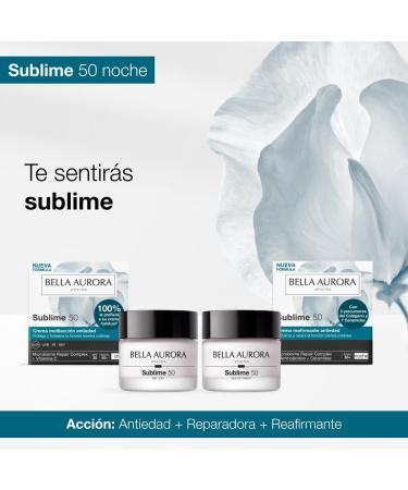  BELLA AURORA Bella Aurora Sublime 50 Night new formula | Anti-aging firming cream with collagen ceramides and microbiome Repair Complex | Regenerates nourishes and improves the firmness of mature skin | 50 ml - Buy Online on GoSupps.com