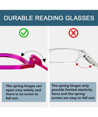 BLUELESS Oversized Reading Glasses 6-Pack for Women | Metalless Screwless Spring Hinges +2.00 Strength - Buy Online on GoSupps.com