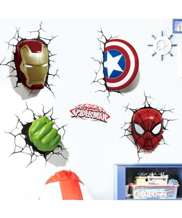 Superhero Spiderman Shield Hulk Wall Stickers Meecaa 3D Breaking Wall Decals for Bedrooms Living Room Wall Art Stickers Wall Decor (Super Hero)