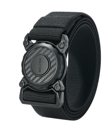 Belter tactical belt men's work belt military belt stretch belt elastic fabric belt 3.8cm outdoor sports hunt leisure with quick lock metal buckle 125 black - Buy Online on GoSupps.com