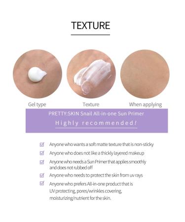 PRETTYSKIN Snail All in One Sun+ Primer SPF50+ PA++++ 70g - Korean Facial Sunscreen - Buy Online on GoSupps.com