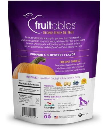 Fruitables Baked Dog Treats - Healthy Pumpkin & Blueberry Snacks | Low-Calorie, Wheat, Corn & Soy Free | 7 Oz - Buy Online on GoSupps.com