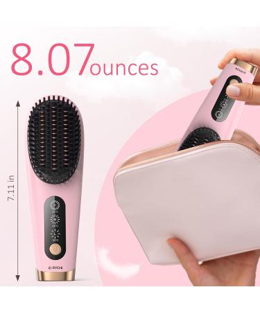 Portable Cordless Hair Straightener Brush with LCD Display - Lightweight Travel Edition - 100 Million Negative Ions for Effortless Styling - Pink - Buy Online on GoSupps.com