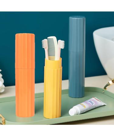 Zimoer Travel Toothbrush Cup Set | Portable Blue & Orange Toothpaste Holder for Camping School Business Trips & Home - Buy Online on GoSupps.com