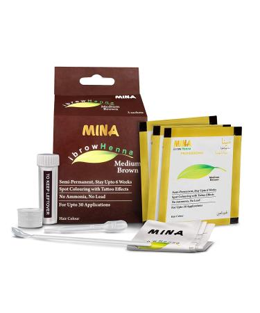 MINA ibrow Henna Hair Color Semi Permanent Henna Tint Kit (Medium Brown 4.0)