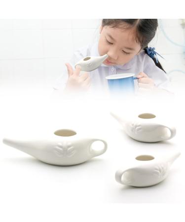 Ceramic Neti Pot 250ml Durable Ceramic Neti Pot with Handle Handcrafted Nasal Washing Jug Comfortable Spout Pot for Sinus Rhinitis Allergy Relaxing White - Buy Online on GoSupps.com