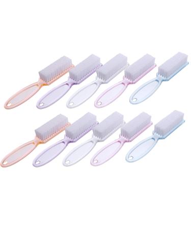 Exceart 10st nail brush with a long handle manicure brush fingernail scrubbing pink nail tech delivers toe brush make-up gadgets fingernail peeling nail art care blushing nylon