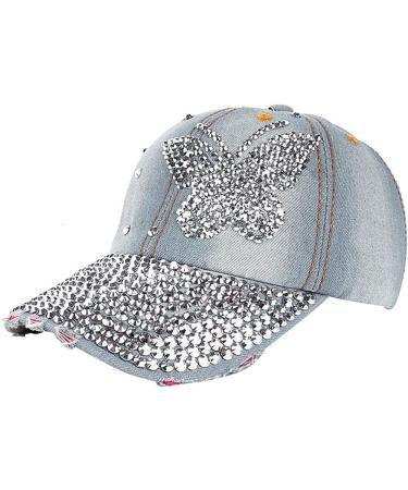DUOWEI Rhinestone Embellished Snapback Denim Baseball Cap | Unisex Stylish Hip Hop Hat | One Size - Buy Online on GoSupps.com