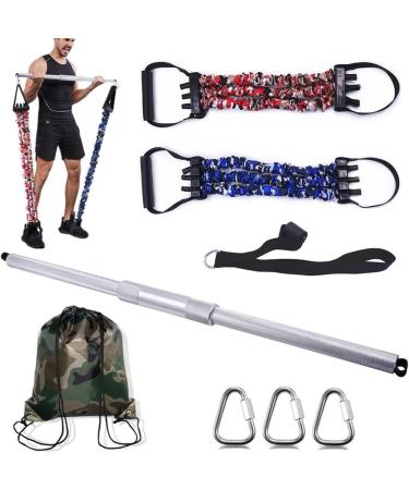 Buy 31" Aluminum Alloy Pilates Bar with Rubber Resistance Bands - Full Body Workout Gym Equipment | International Shipping | Dinosaur Doodle - Buy Online on GoSupps.com