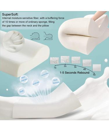 Memory Foam Contour Pillow - Neck Support Cervical Bed Pillow for Sleeping - Side Sleeper - Relieve Neck Pain - Washable Zippered Cover - White - 23.6Lx13.7Wx(3.5-4.3)H - Buy Online on GoSupps.com