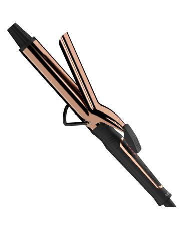 K&K Curling Iron 1.25 inch with clamp Hair Curler with Ceramic Coating Barrel Adjustable Temp LED Display for Long Hair PTC Instant Heat up to 450°F Professional Curling Wand Dual Voltage