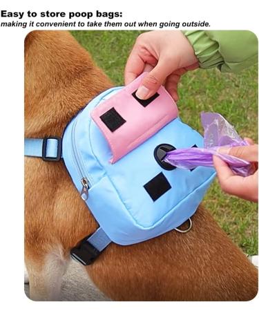 Komate Pet Backpack Harness Cute Adjustable Puppy Saddle Bag Waterproof Pet Self- wearing Zippered Backpack Harness with Leash Set for Small Medium Dogs Outdoor Activities M: 15 x 15 x 6cm Blue - Buy Online on GoSupps.com