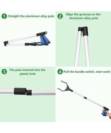 2 Pack 32 Inch Reacher Grabber Tool with 360 Rotating Jaw - Foldable & Lightweight for Elderly - Trash Claw Grabber with Magnet - Garden Nabber - Mobility Aid Tool (Blue) - Buy Online on GoSupps.com