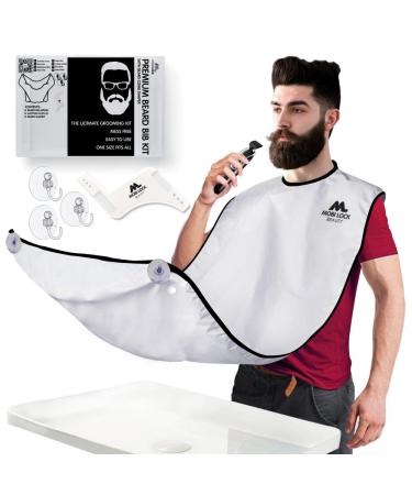 Beard Shaving Catcher Bib The Smart Way to Shave Beard Trimming Apron & Shaving Cape Perfect Grooming Gift or Men's Birthday Gift Includes Shaping Comb Storage box & E-Book - by Mobi Lock Apron + Kit