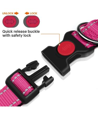 Buy Taglory Soft Padded Neoprene Dog Collar for Large Dogs - Adjustable Reflective Hot Pink | International Shipping Available - Buy Online on GoSupps.com