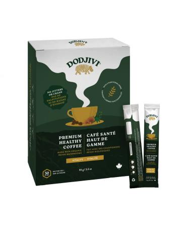 Dodjivi Organic Reishi Mushroom Coffee - Superfood Instant Coffee Powder Mix - Energy Focus Immune Support - (Stick Packs On-The Go Vitality Bold & Full Body) Bold & Full Body 3.4 g (Pack of 30)