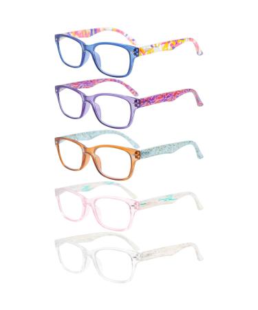 SIGVAN Reading Glasses 5 Packs Blue Light Blocking Eyeglasses Quality Spring Hinge Colorful Computer Readers for Women Men 5 Mix-2 2.0 x