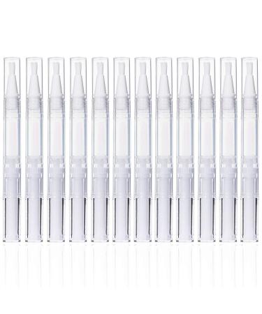 12Pcs 3 ml Empty Nail Oil Pen with Brush Tip  Transparent Twist Pens  Lip Gloss Brush Applicators  Eyelash Growth Liquid Tube Container (12PCS)