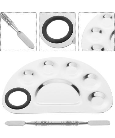 Sewroro Palette de Maquillage en Acier Inoxydable Spatule M tallique Plateau de M lange Demi-Cercle Portable pour Nail Art Salon de Beaut et Usage Voyage Outil Professionnel pour - Buy Online on GoSupps.com