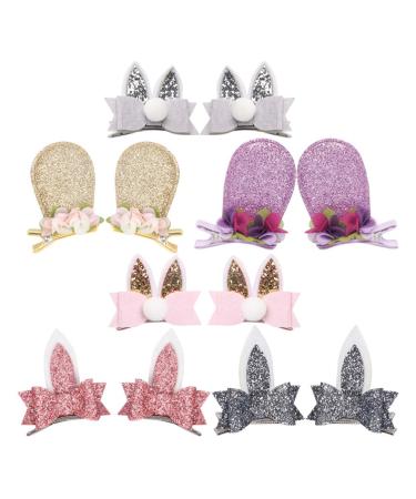 Beaupretty 6 Pairs Easter Bunny Hair Clips Rabbit Ear Hair Clips Sequin Bunny Hair Barrettes for Easter Party