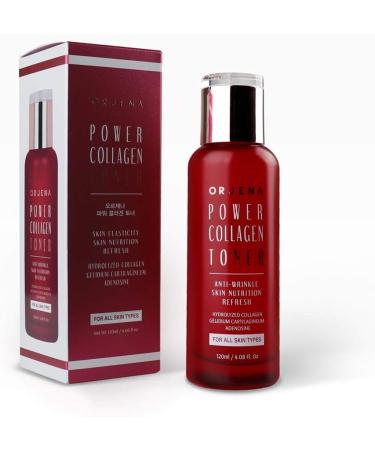 ORJENA Power Collagen Toner - Anti-Wrinkles Skin Nutrition Refresh Hydrolyzed Collagen Gonidium Cartilagineum Adenosine - for All Skin Types 120ml Net Wt - Buy Online on GoSupps.com