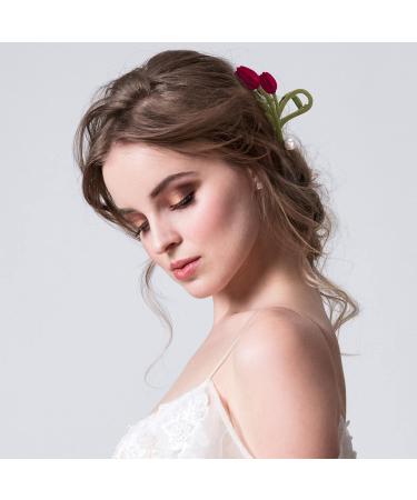 OIIKI Tulip Flower Hair Claw Clips with Pearl 2pcs - Large Red Tulip Metal Claw Clip for Thick Thin Hair - Fashion Grips Jaw Accessories - Buy Online on GoSupps.com