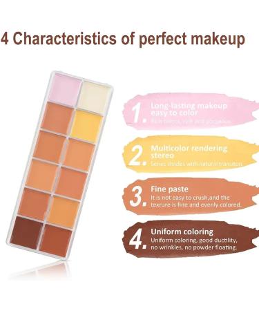 Joyeee 12 Colors Cream Conceal and Correct Concealer Palette Camouflage Makeup Contouring Foundation Kit with 11pcs Bamboo Brushes Makeup Brushes 1.00 g (Pack of 1) D - Buy Online on GoSupps.com