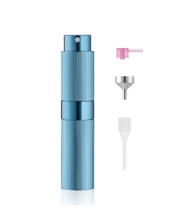 TOUREAL 8ML aluminum perfume atomizer can be fulfilled empty pinstripes perfume dust travel caterpillars bottle for on the go (blue)